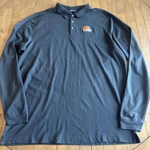 NWT Cutter & Buck Cleveland Browns Long Sleeve Black Polo Size Men's 3XT